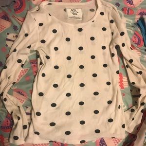 White long sleeve shirt with polkadots